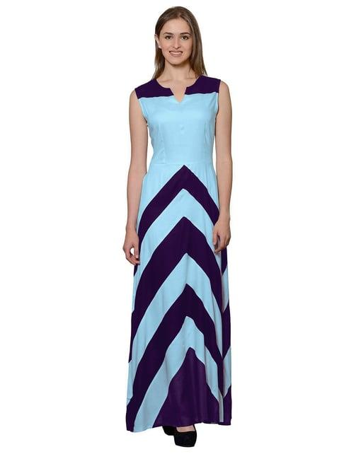patrorna light blue & purple color-block gown