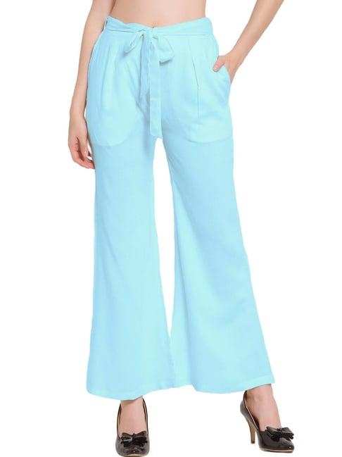 patrorna light blue mid rise relaxed fit trousers