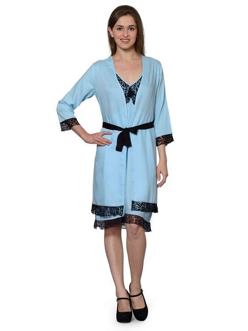 patrorna light blue nighty with robe