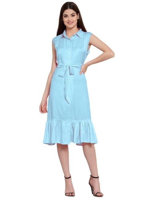 patrorna light blue regular fit shirt dress