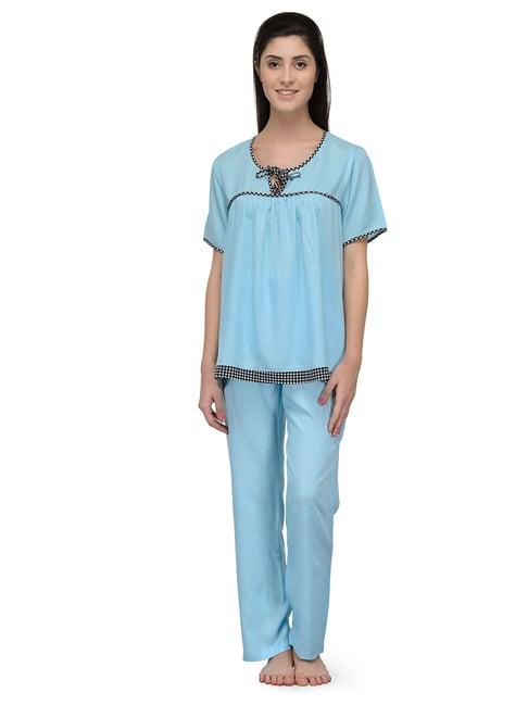 patrorna light blue top with pyjamas