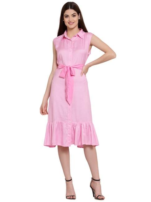 patrorna light pink regular fit shirt dress