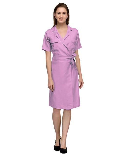 patrorna light pink regular fit wrap dress