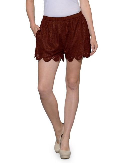 patrorna maroon lace shorts
