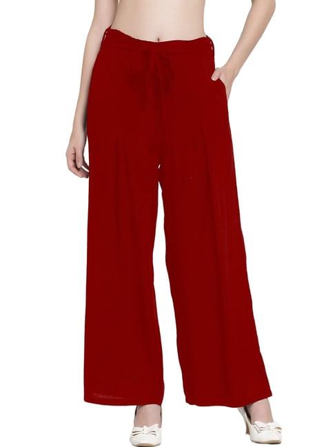 patrorna maroon mid rise relaxed fit retro palazzos