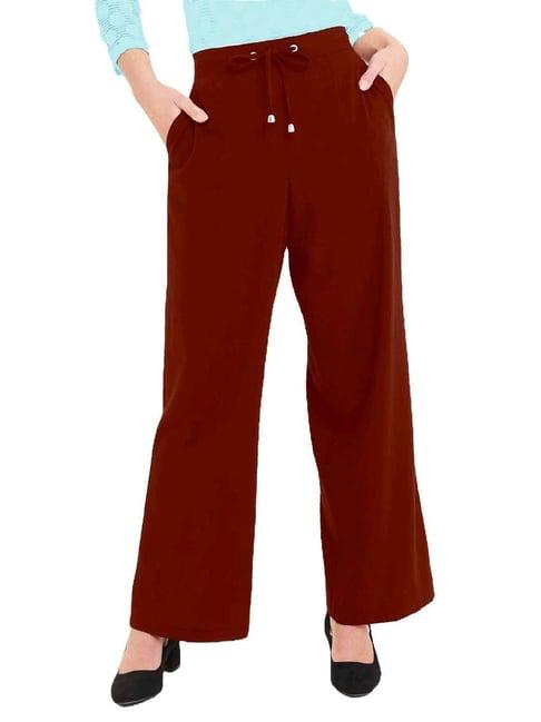 patrorna maroon mid rise relaxed fit retro trousers