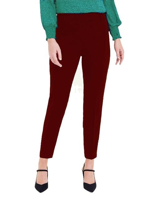 patrorna maroon mid rise slim fit victorian trousers