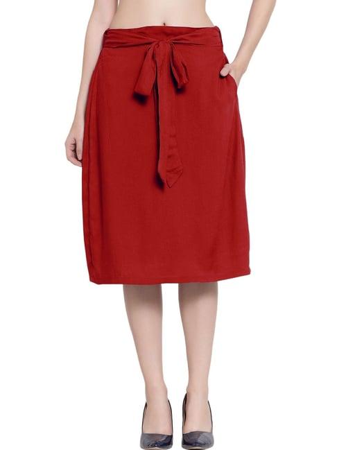 patrorna maroon midi skirt