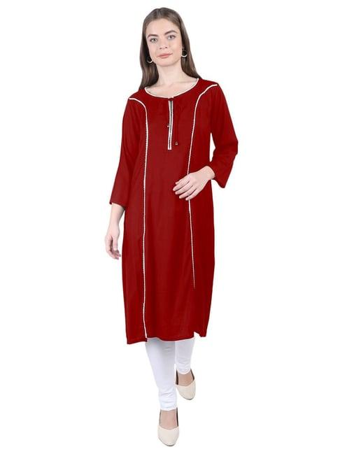 patrorna maroon regular fit kurta