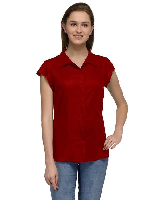 patrorna maroon regular fit shirt