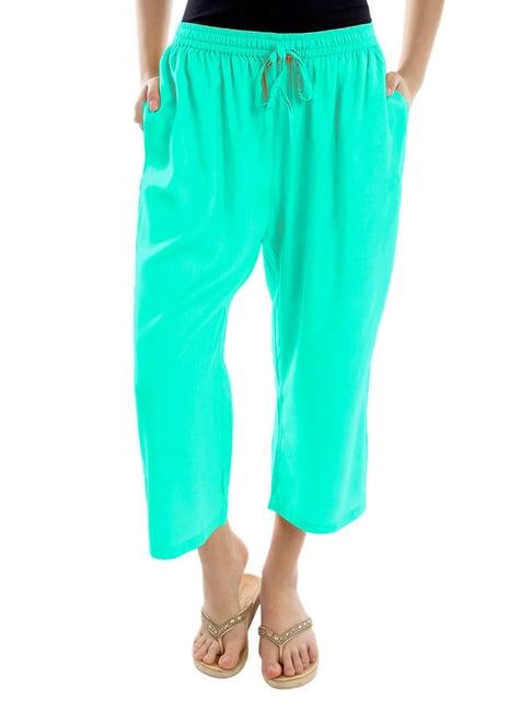 patrorna mint cotton blend regular fit mid rise capris