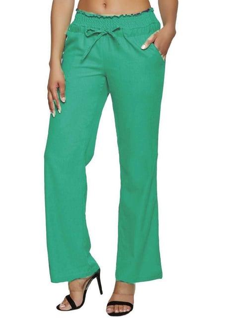 patrorna mint green high rise relaxed fit paperbag culottes trousers