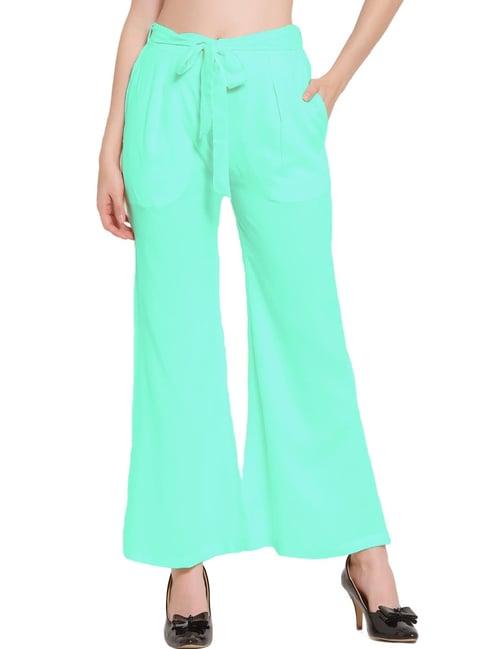 patrorna mint green mid rise relaxed fit trousers