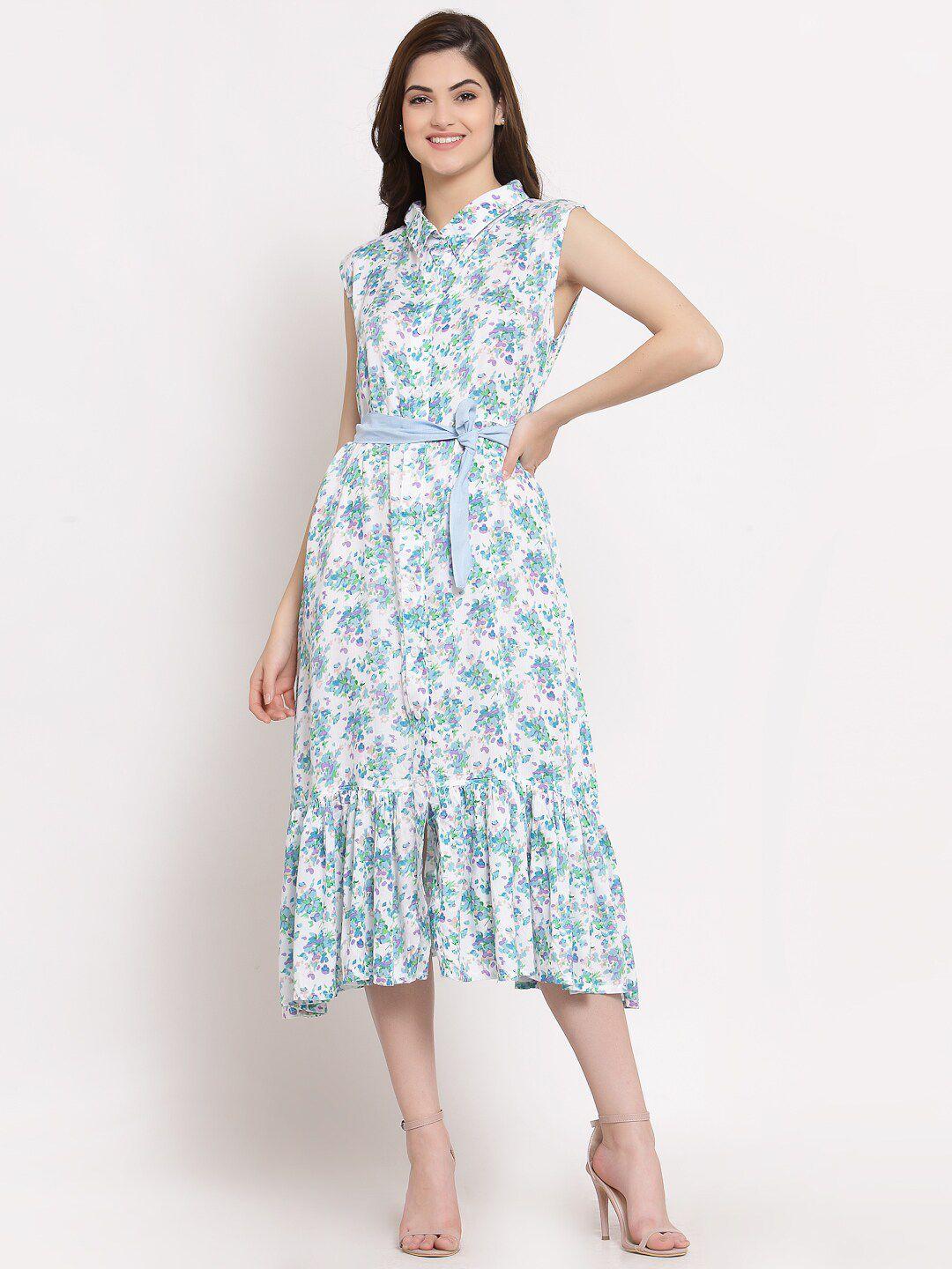 patrorna multicoloured floral print shirt midi dress