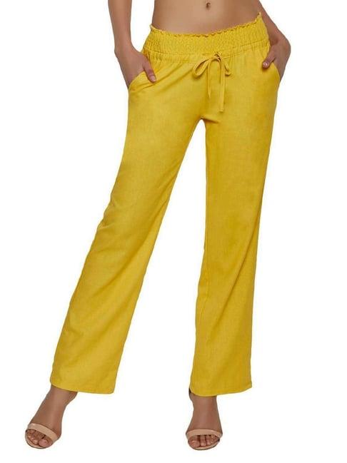 patrorna mustard high rise relaxed fit paperbag culottes trousers