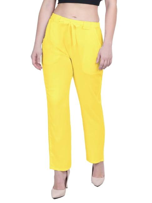 patrorna mustard mid rise relaxed fit boyfriend trousers
