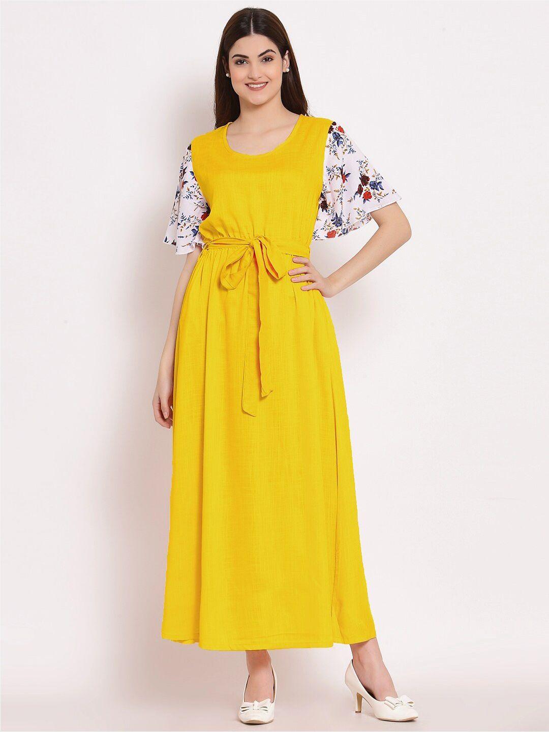 patrorna mustard printed maxi nightdress