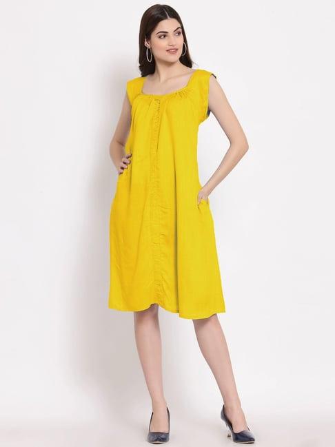 patrorna mustard regular fit night dress