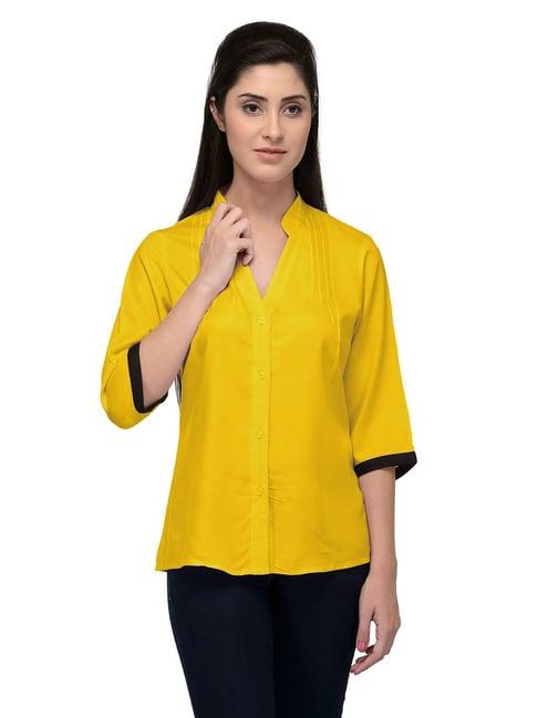 patrorna mustard regular fit shirt