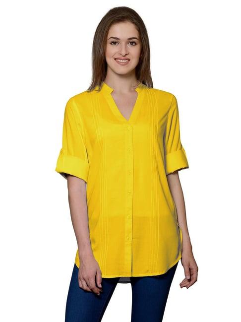 patrorna mustard regular fit shirt