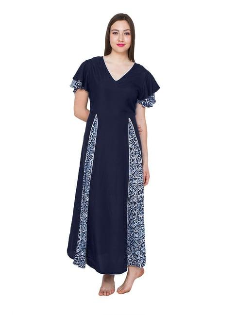 patrorna navy floral print nighty