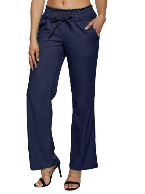 patrorna navy high rise relaxed fit paperbag culottes trousers