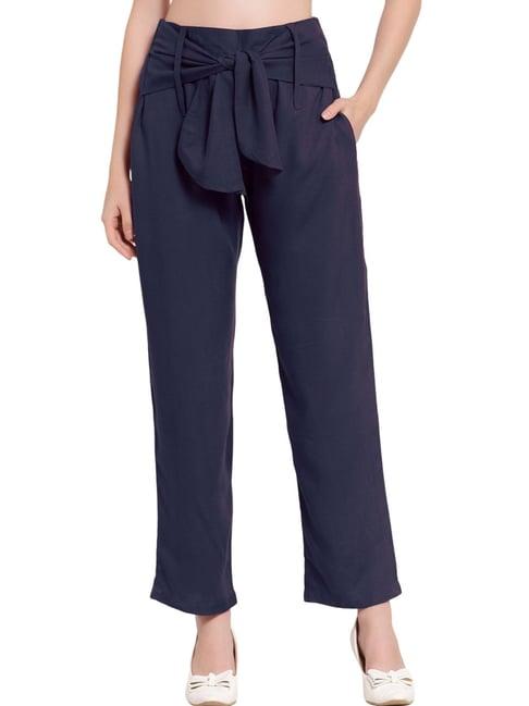 patrorna navy high rise relaxed fit trousers