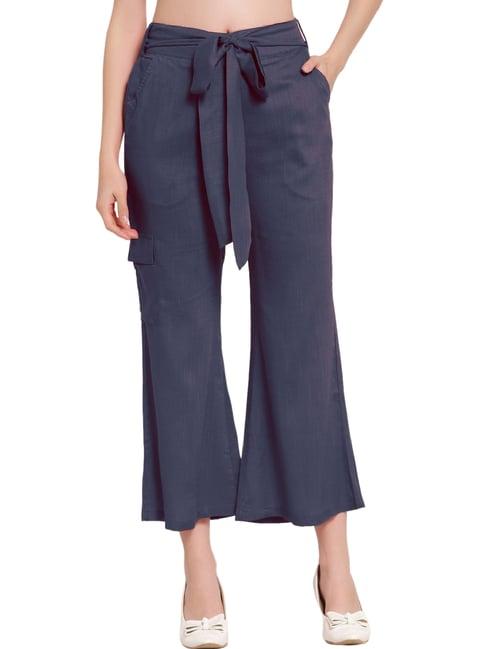 patrorna navy mid rise relaxed fit cargo trousers