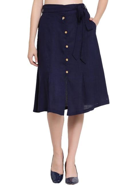 patrorna navy midi skirt