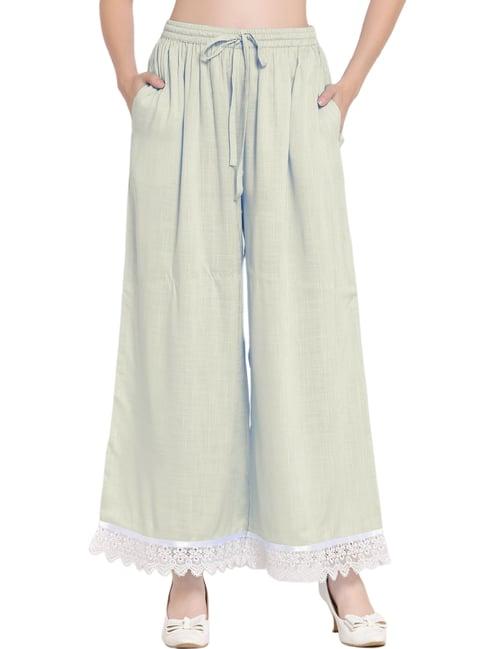 patrorna off white loose fit mid rise palazzos