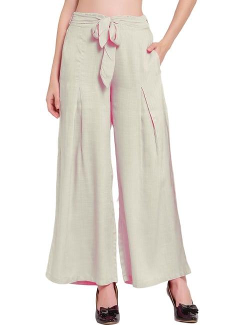 patrorna off white loose fit mid rise palazzos