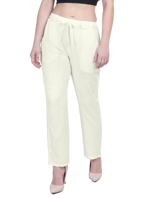 patrorna off white mid rise relaxed fit boyfriend trousers