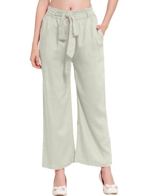 patrorna off white mid rise relaxed fit paperbag culottes trousers