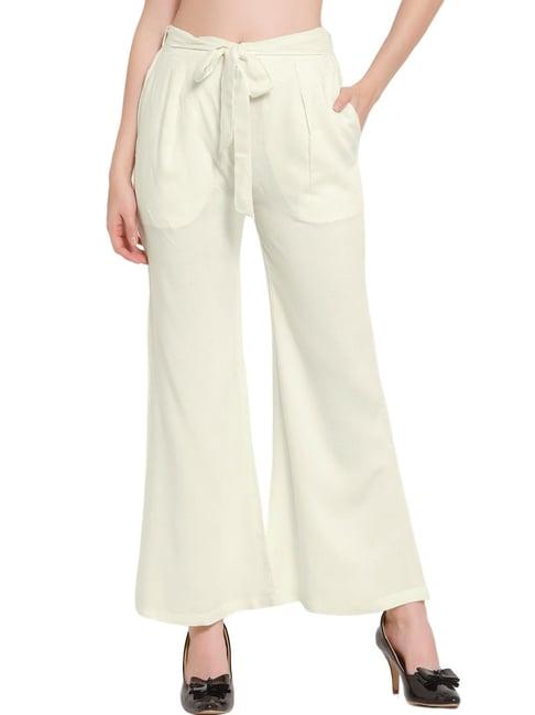 patrorna off white mid rise relaxed fit trousers
