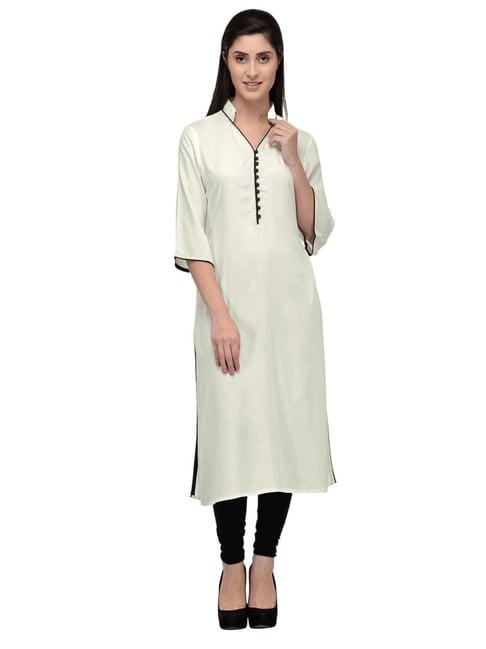 patrorna off white regular fit kurta