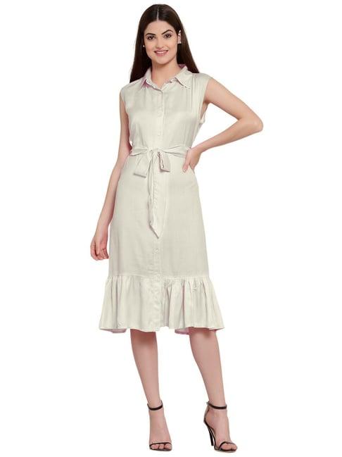 patrorna off white regular fit shirt dress