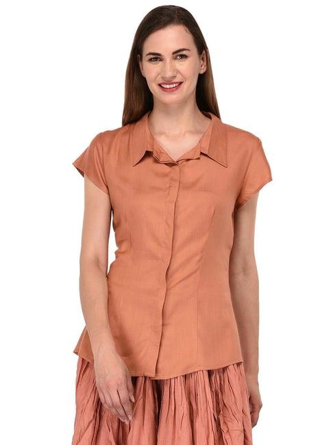 patrorna peach regular fit shirt