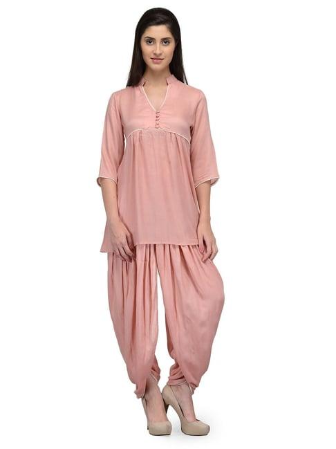 patrorna peach top with dhoti pants