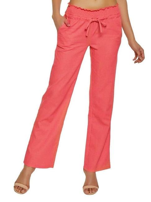 patrorna pink high rise relaxed fit paperbag culottes trousers