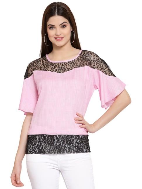 patrorna pink lace top