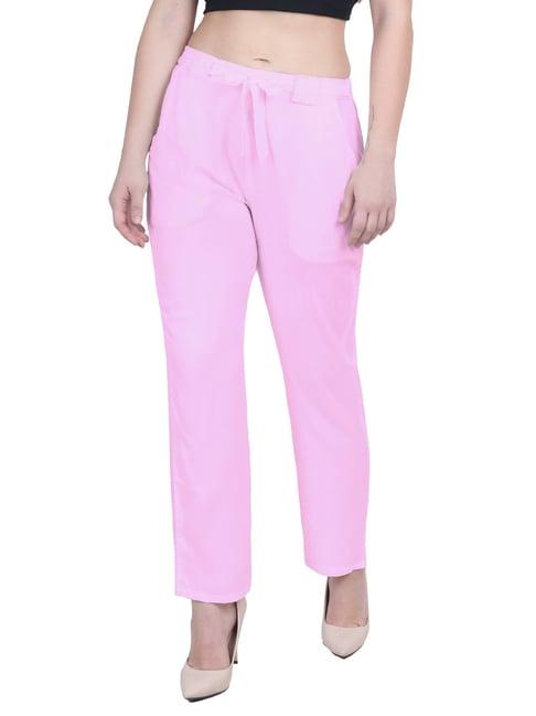 patrorna pink mid rise relaxed fit boyfriend trousers