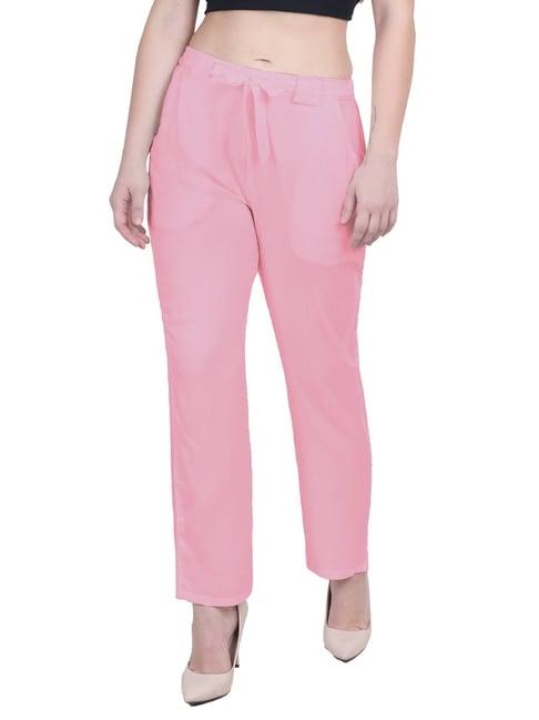 patrorna pink mid rise relaxed fit boyfriend trousers
