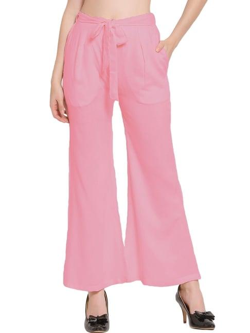 patrorna pink mid rise relaxed fit trousers