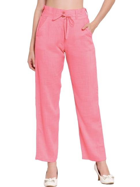 patrorna pink mid rise slim fit trousers