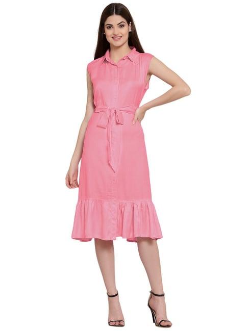 patrorna pink regular fit shirt dress
