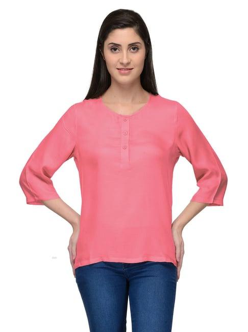 patrorna pink regular fit tunic style top