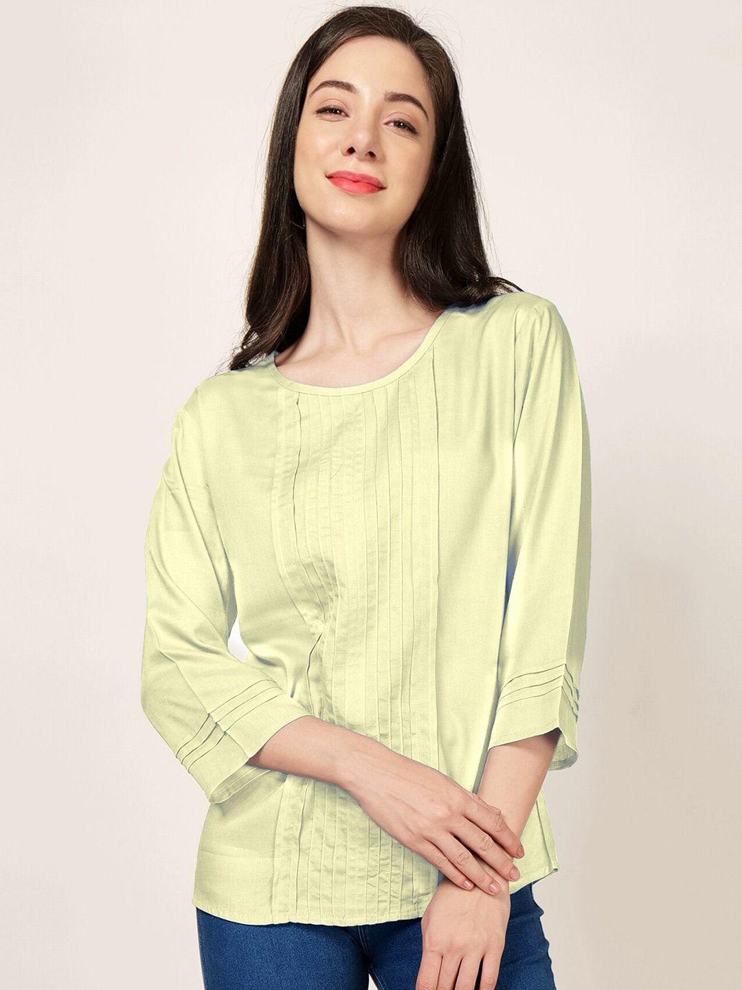 patrorna pleated round neck top