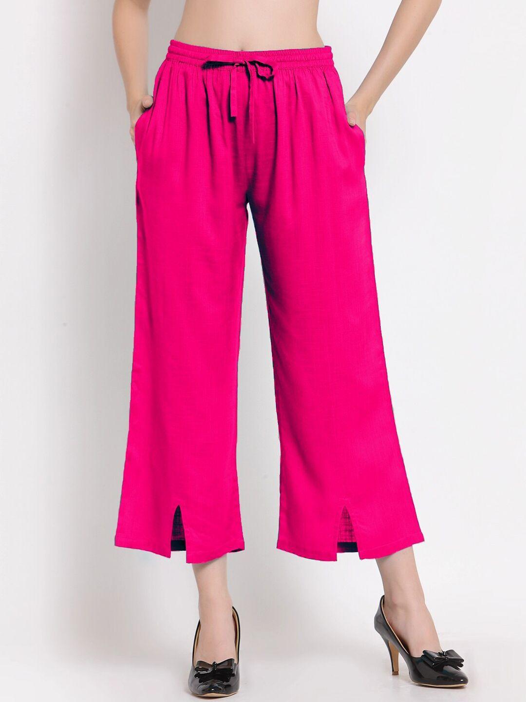 patrorna plus size women fuchsia pink relaxed fit cotton capris