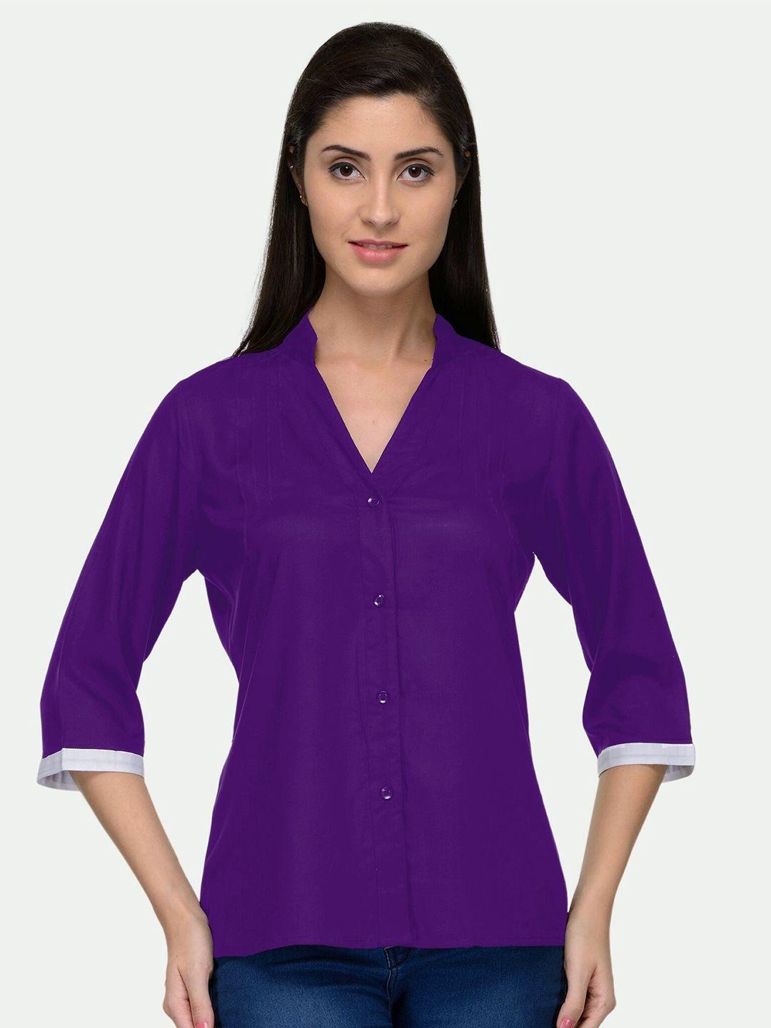 patrorna plus size women purple comfort casual shirt