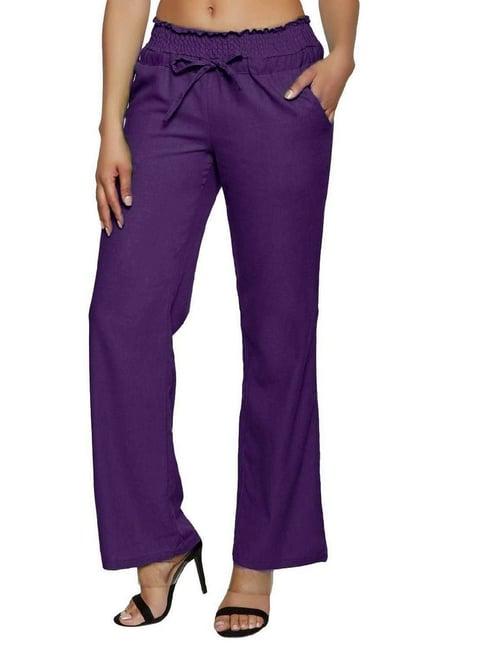 patrorna purple high rise relaxed fit paperbag culottes trousers